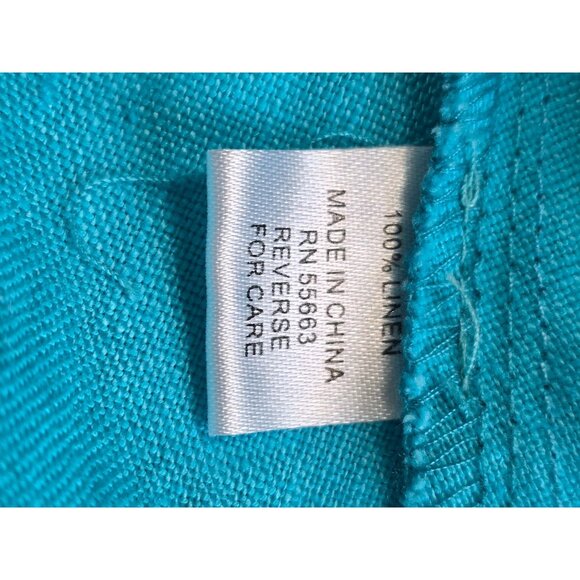 For Cynthia Womens Teal Hooded Button-Up Jacket M 100% Linen Lagenlook - Picture 3 of 5